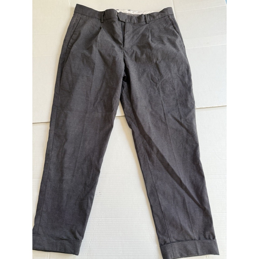 Zara Coolmax Men's Dark Gray Pleated Cuff Dress Pants 36